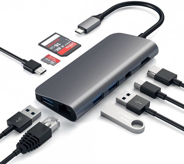 USB-хаб Satechi Aluminum Type-C Multimedia Adapter ST-TCMM8PAM (Space Gray)