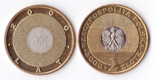 2 злотых 2000 год, Польша. UNC