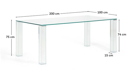 Стол Adularia из прозрачного закаленного стекла 200 x 100 см