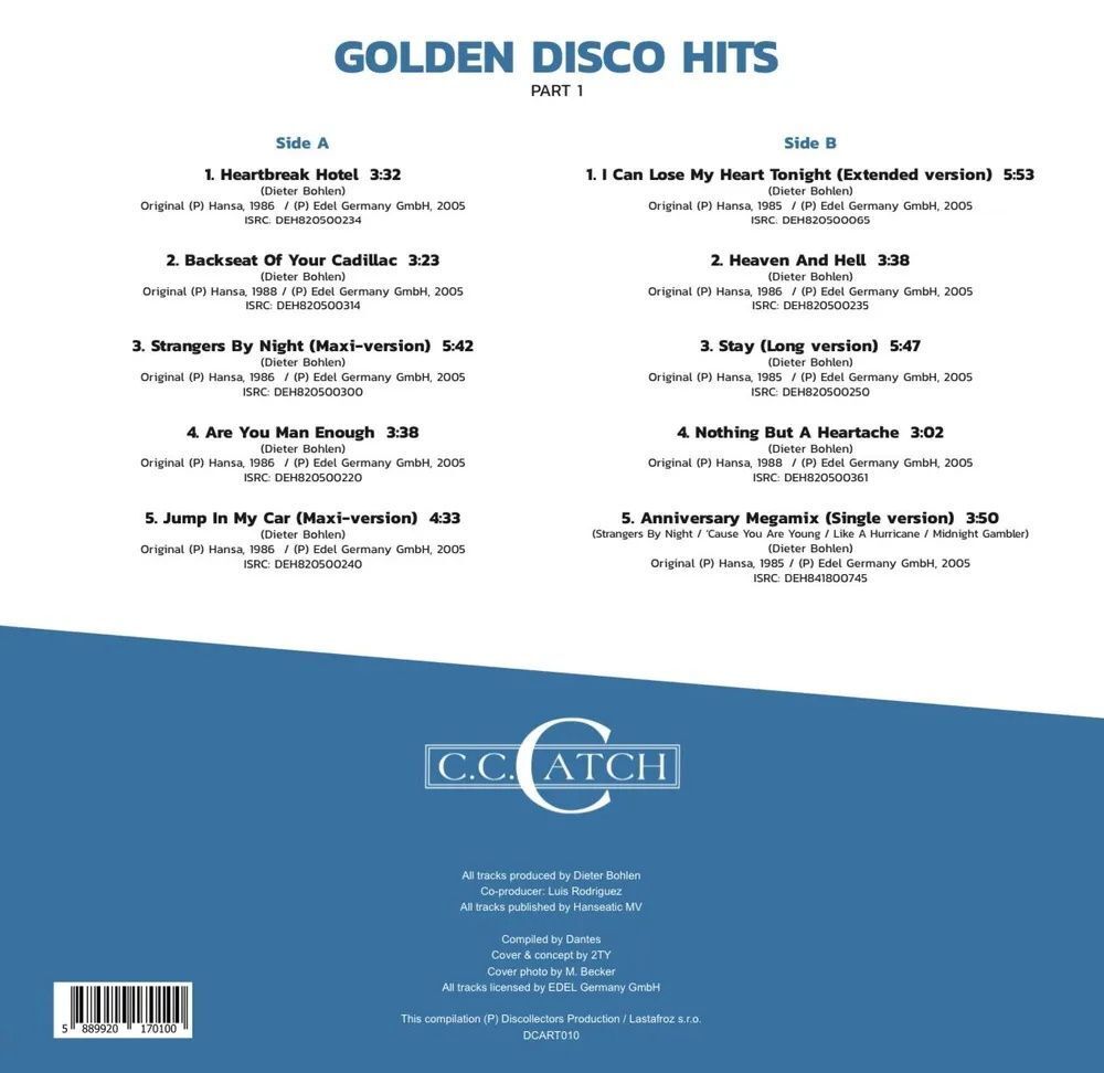 C.C. CATCH Golden Disco Hits (Blue, LP) новая запечатанная виниловая пластинка