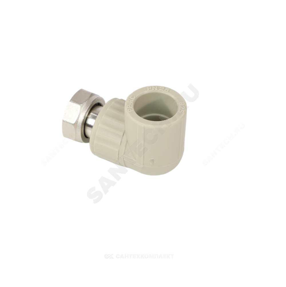 Угольник PP-R комбинированный серый Дн 20х1/2" с накидной гайкой VALFEX 10138020Г