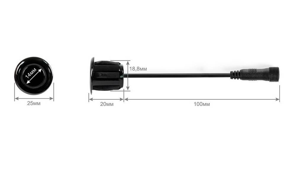 Датчик парктроника ParkMaster FJ, 18,8мм, Black (черный) 1шт