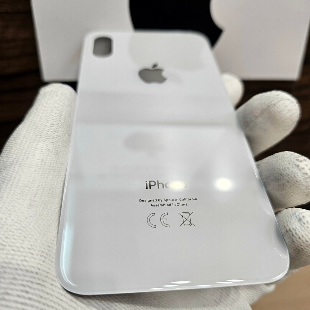 Крышка для iPhone X - задняя стеклянная панель "премиум качество" (белого цвета)