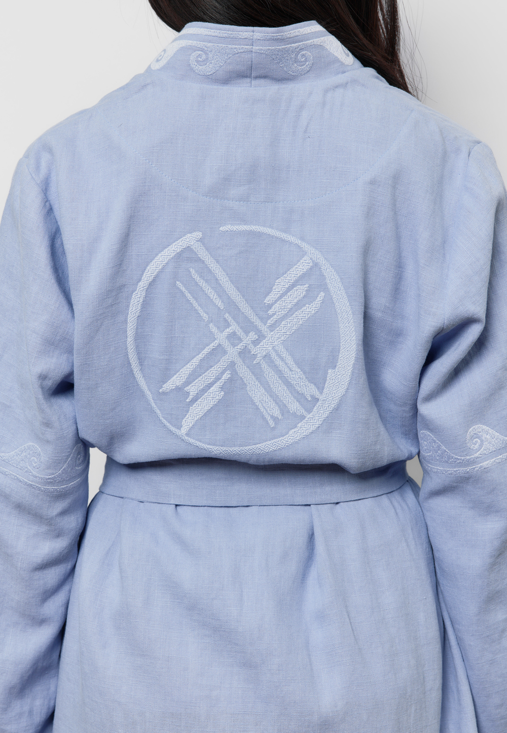 Шапан льняной макси OYU TOLQYN LIGHT BLUE