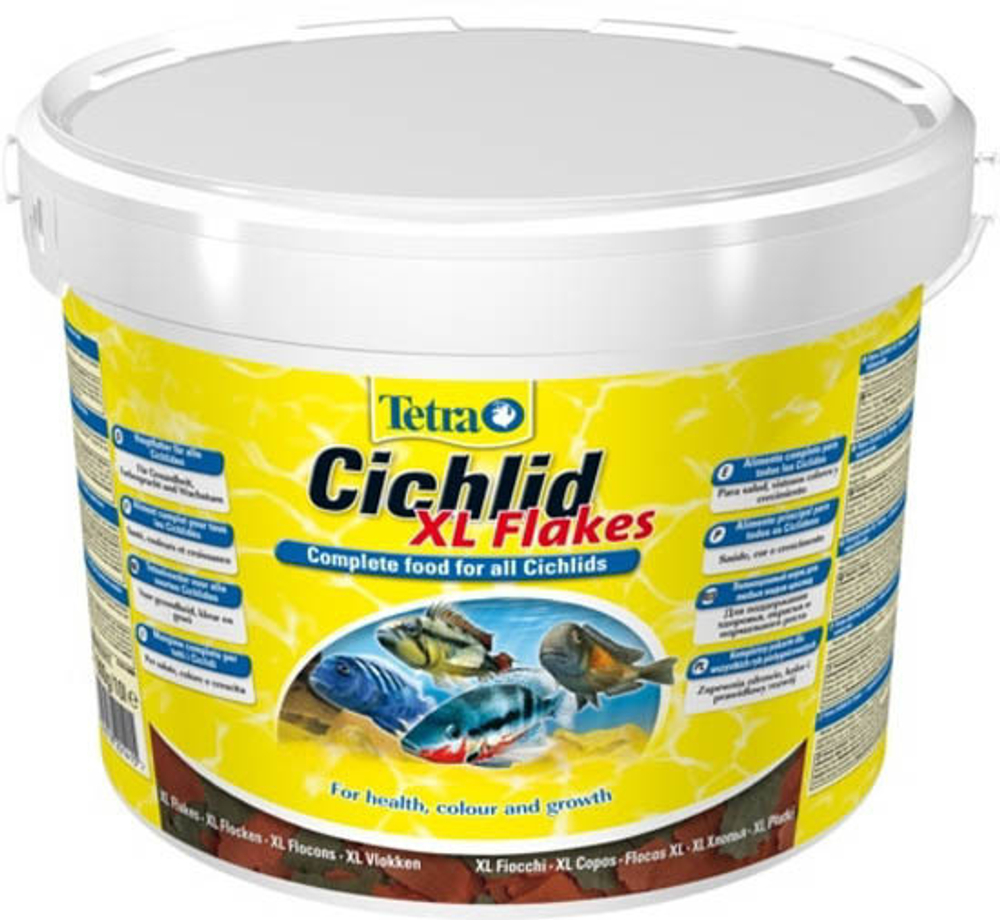 Корм для рыб TetraCichlid XL, корм для всех видов цихлид, крупные хлопья, 10 л.