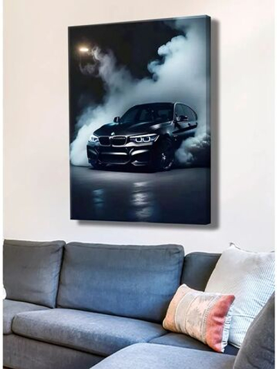 Картина "BMW в ночи", интерьерная 50х70см 1шт., на деревянном подрамнике
