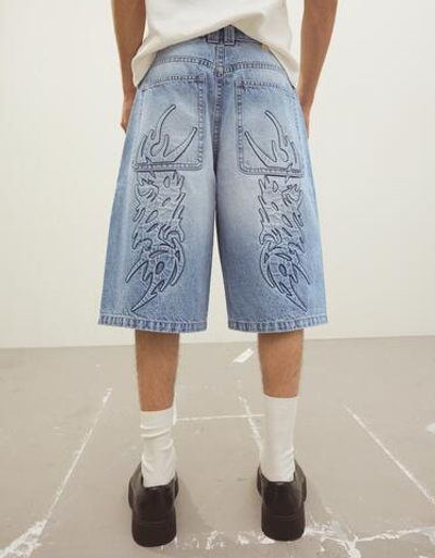 Мужские джинсовые бермуды baggy fit, арт. 1890/388 - BERSHKA