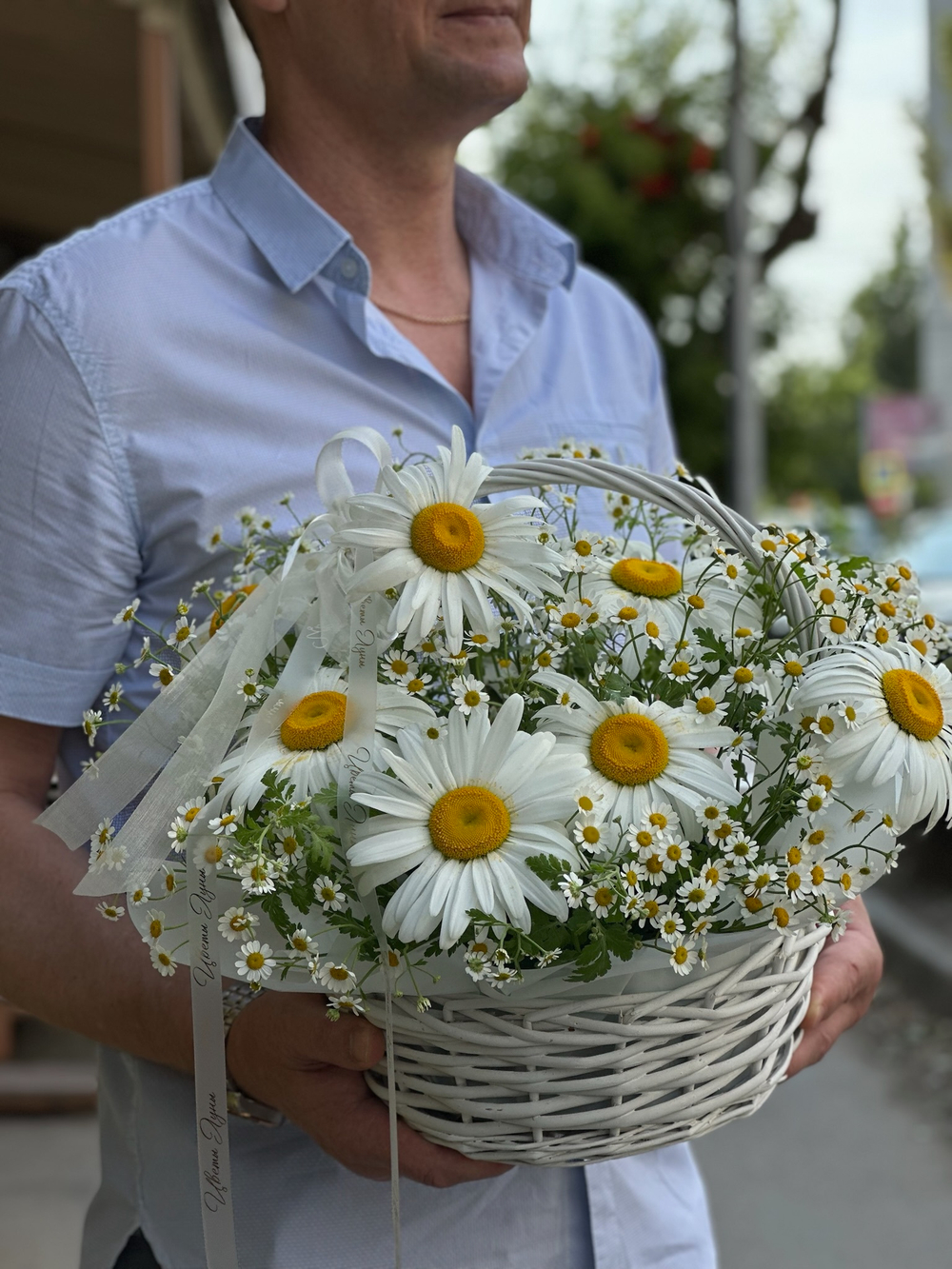 Корзина ромашек «Поле»