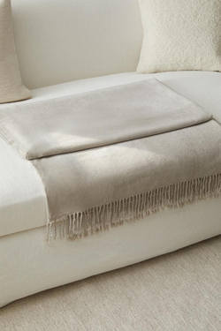 ZARA HOME ПЛЕД ИЗ СИНЕЛИ, СВЕТЛО-КОРИЧНЕВЫЙ