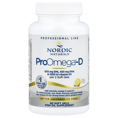 Nordic Naturals, ProOmega®-D, лимон, 60 капсул