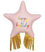 Фигура 38'' Звезда, Happy Birthday, Золотой каскад, Розовый, Сатин Fl