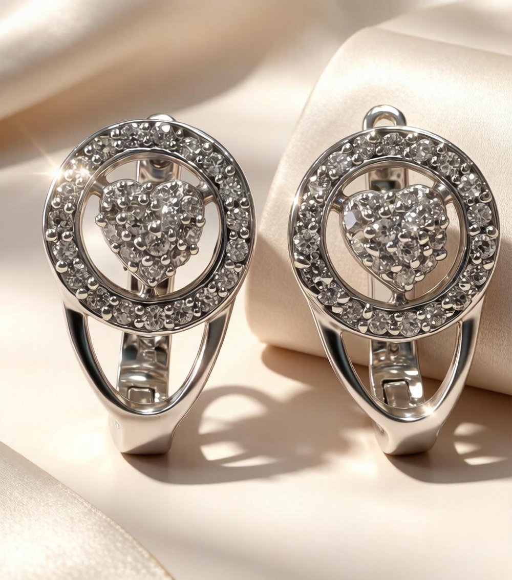 Ювелирные серьги из серебра 925 пробы с фианитами