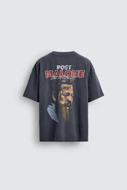 ZARA ТОЛСТОВКА С ЭФФЕКТОМ ПОТЕРТОСТИ С ГРАФИЧЕСКИМ ПРИНТОМ POST MALONE ™, СИНИЙ