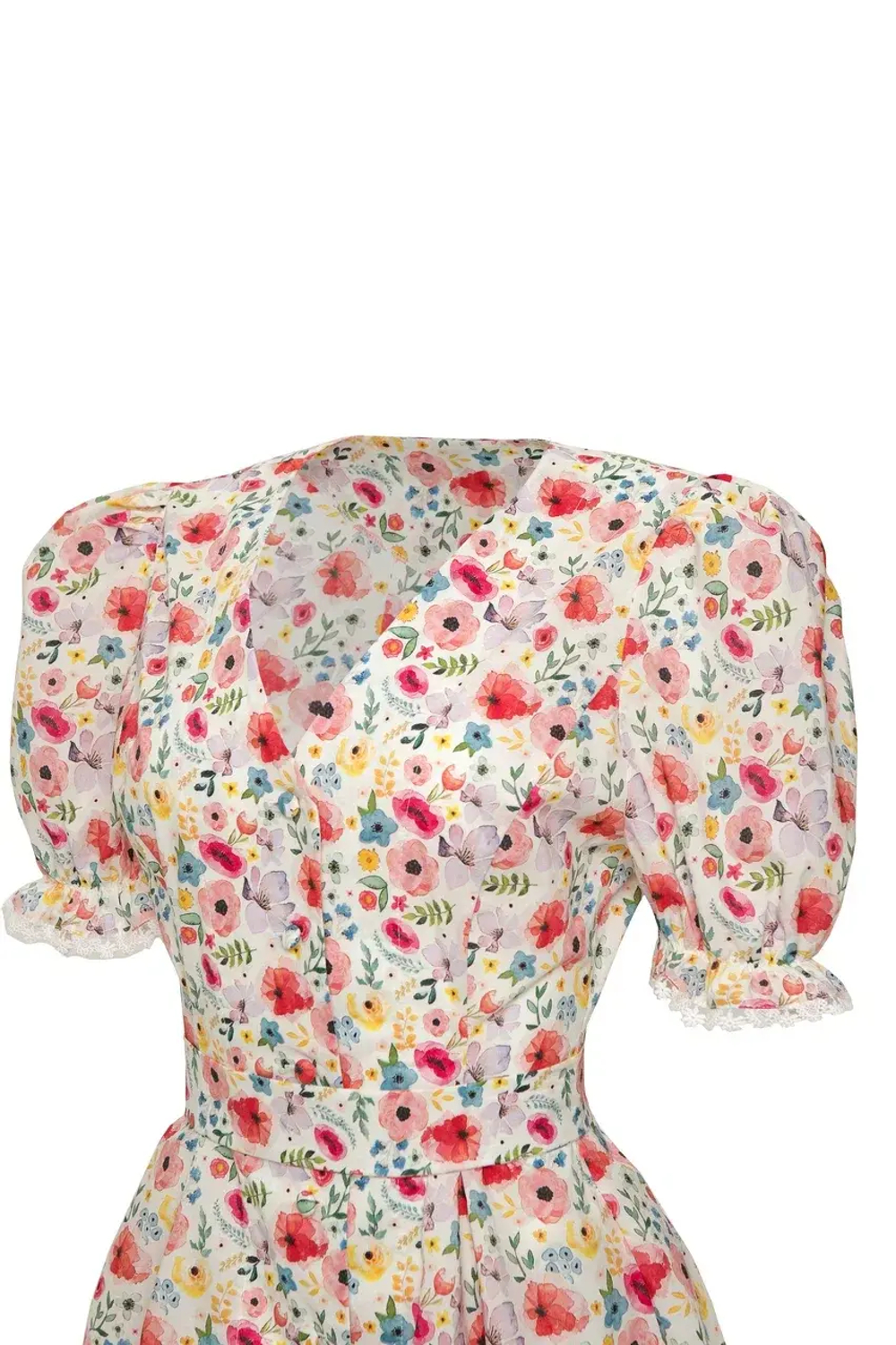 «Flower blouse» Блуза из хлопка рельефами и кружевной отделкой.