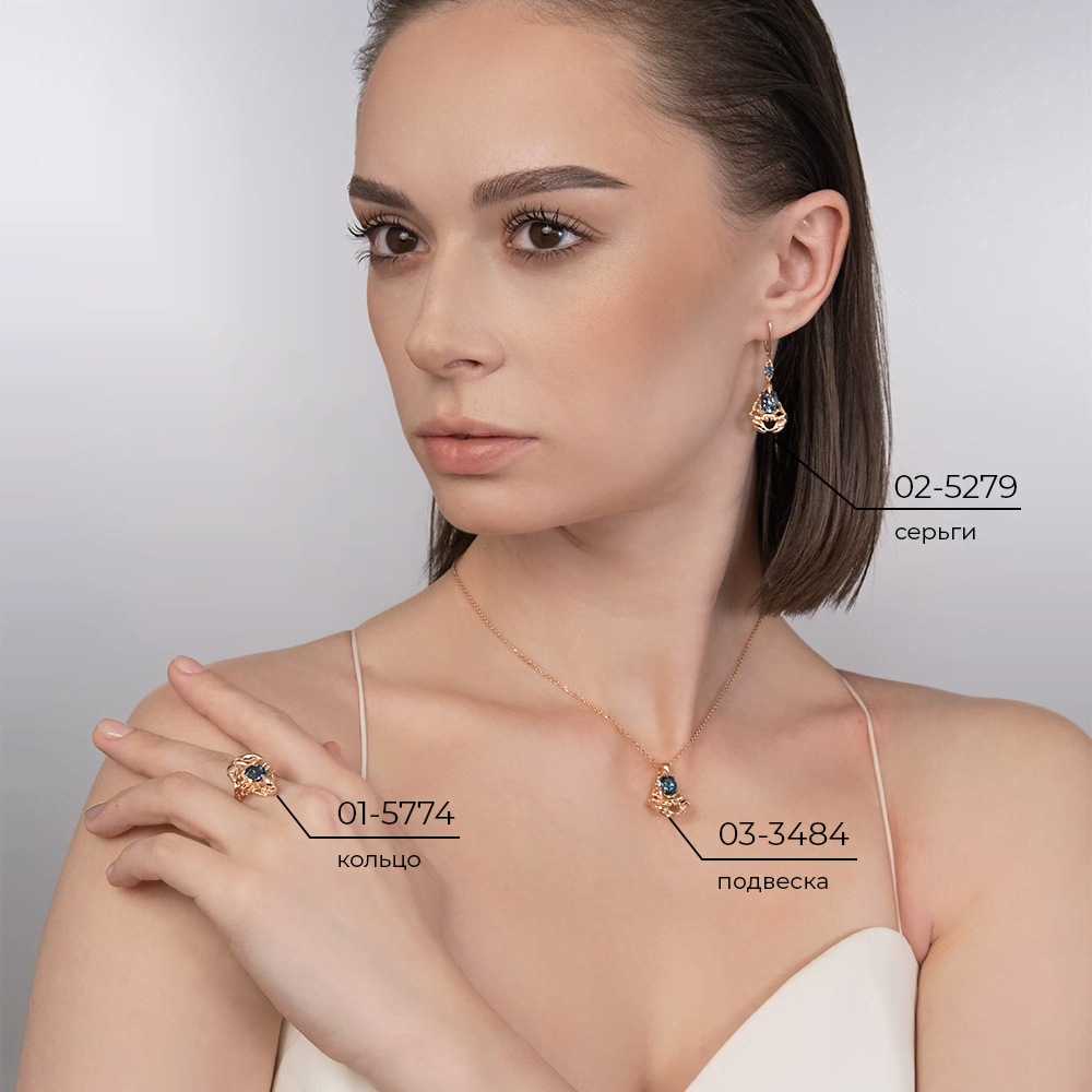Серьги «Скорпионы» из красного золота с топазами