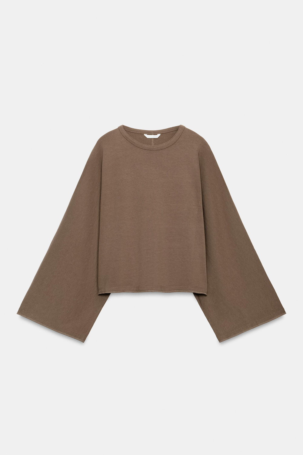 ХЛОПКОВАЯ ФУТБОЛКА С ШИРОКИМИ РУКАВАМИ — ZARA