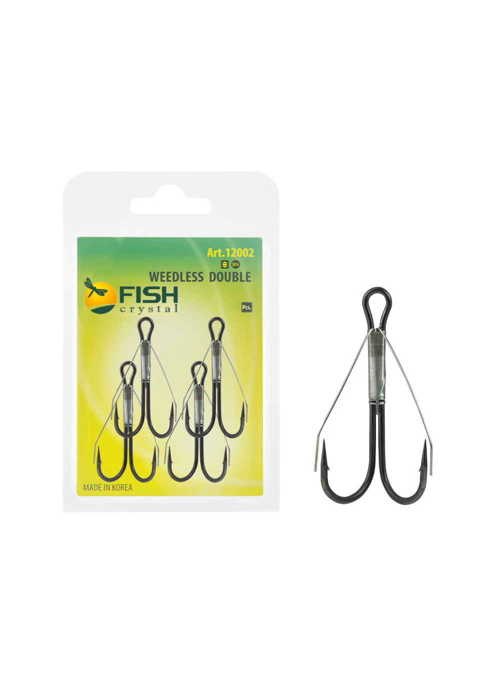Крючок рыболовный Fish Crystal Двойной Незацепляйка Weedless Double 12002 №1/0 (5 упаковок)