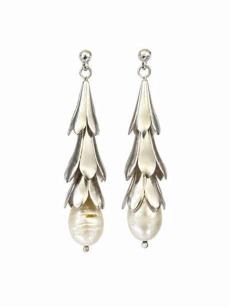 Серебрянные серьги с жемчугом Dorkhaneh DRK-110820273 Иран