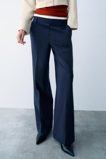 ZARA ШИРОКИЕ БРЮКИ С ДВОЙНЫМ ПОЯСОМ, ПОЛОСКИ