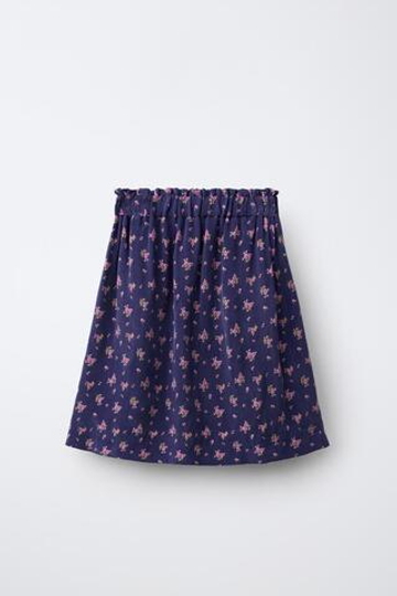 ZARA ЮБКА С ЦВЕТОЧНЫМ ПРИНТОМ, СИНИЙ