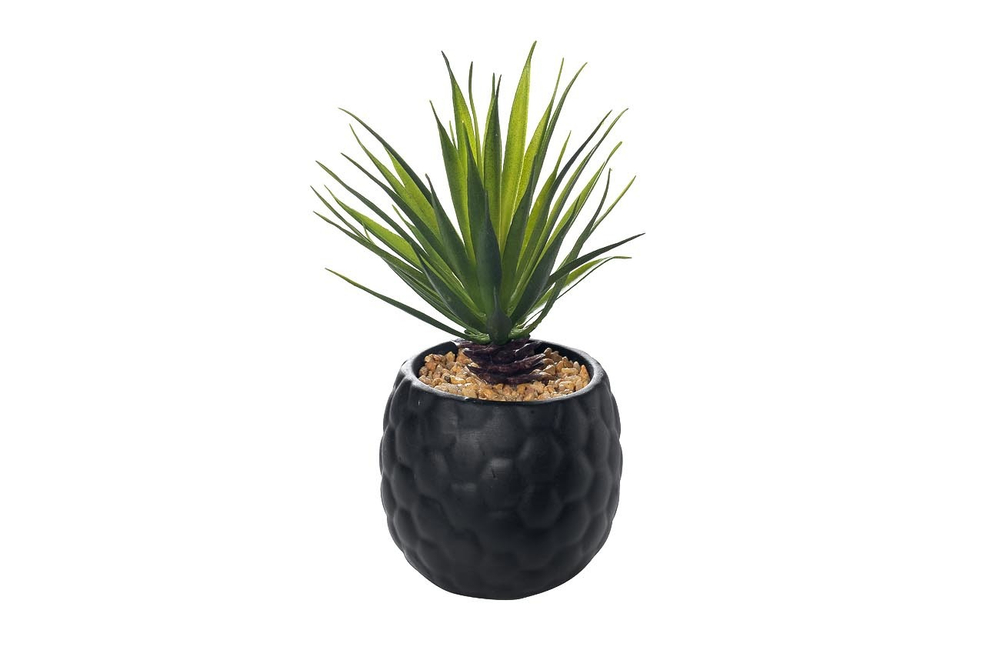 Искусственный цветок Суккулент в черном горшочке 17см Garda Decor 8J-5284 BL