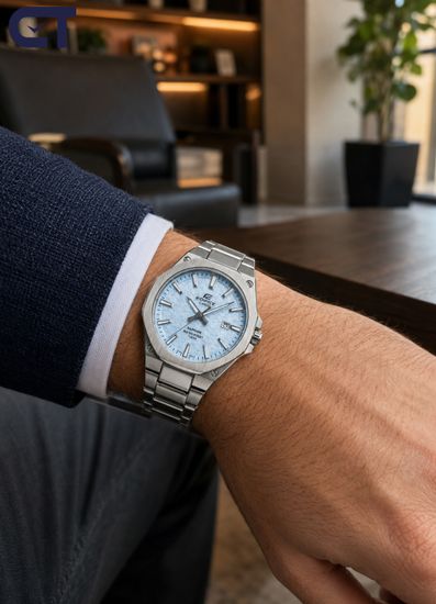 CASIO EFR-S108DE-2AVUDF EDIFICE мужские наручные часы — ультратонкая модель с синим текстурированным циферблатом и сапфировым стеклом