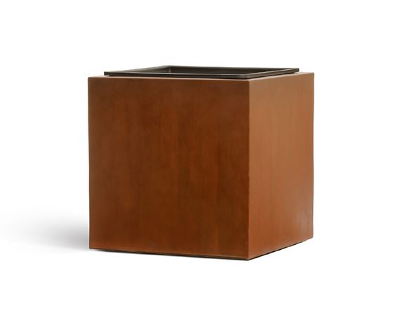 Кашпо TREEZ Effectory - серия Corten Steel - Куб - Кортеновская сталь - Бархатистая окись