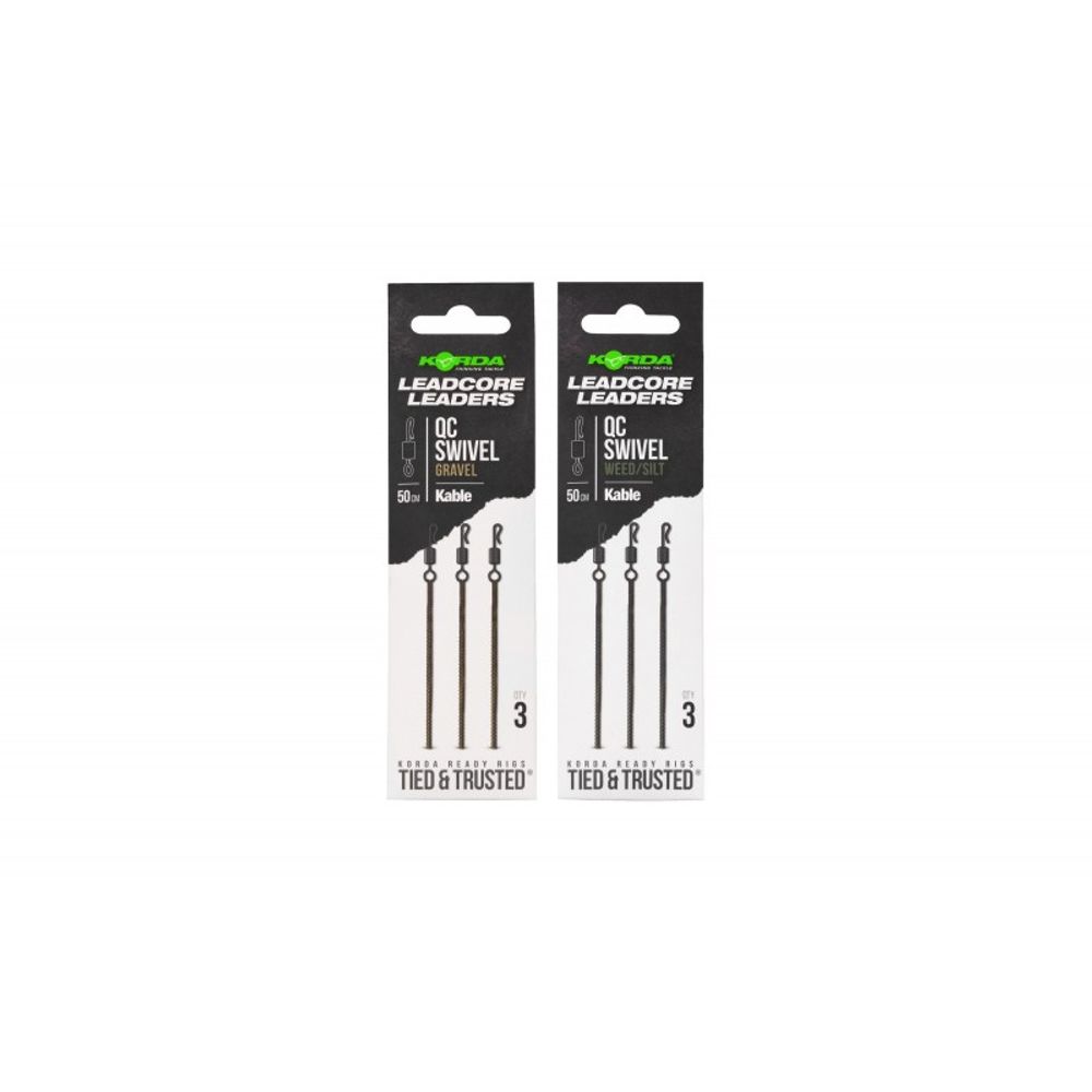 KORDA Монтаж готовый Kable Leadcore Leader QC Swivel Weed 50см