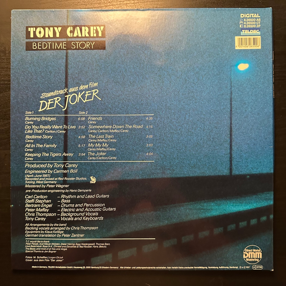 Tony Carey - Bedtime Story (Германия 1987г.)