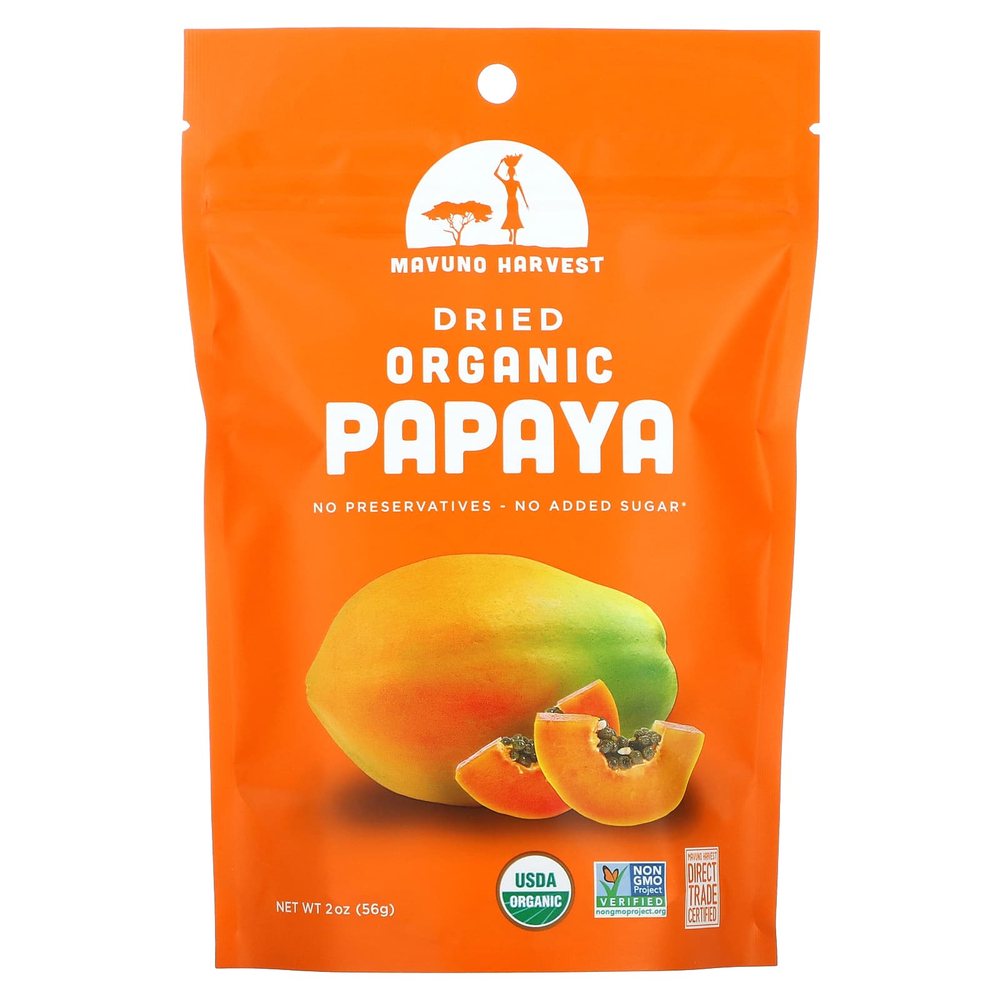 Mavuno Harvest, органическая сушеная папайя, 56 г (2 унции)