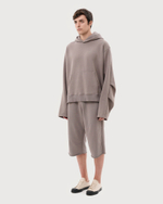 MM6 MAISON MARGIELA СВИТШОТ МУЖСКОЙ С КАПЮШОНОМ С ОБЪЕМНЫМИ РУКАВАМИ СЕРЫЙ