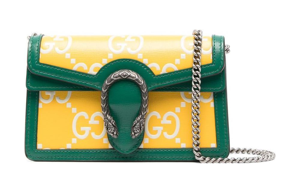GUCCI Dionysus Leather Shoulder Bag, Crossbody Bag Extra Mini Women"s Yellow