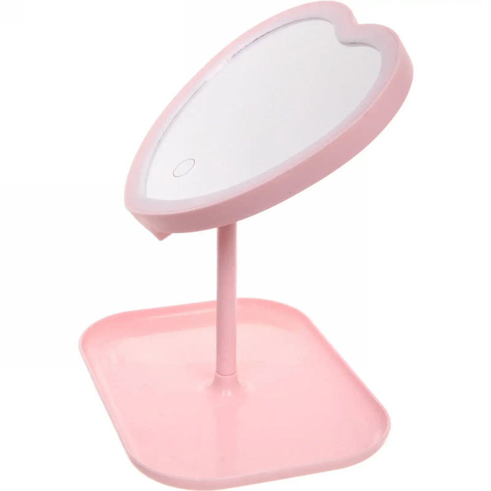 Зеркало настольное с подсветкой на подставке «Mary Touch - Heart», цвет розовый, USB, 20*29см