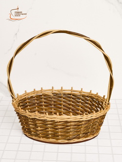 Корзина овальная подарочная, набор 4 штуки, арт. O320GR/4, 22х32х10 см, высота с ручкой 35 см