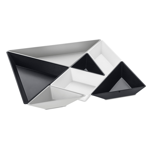 Менажница tangram ready, черно-бело-серая