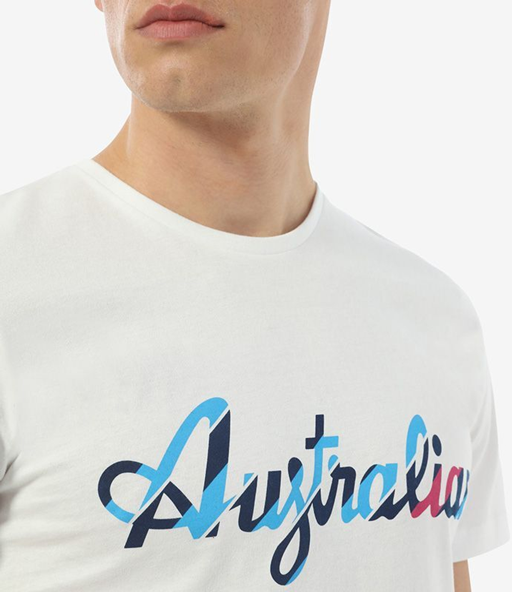Мужская теннисная футболка Australian T-Shirt Cotton Printed - bianco