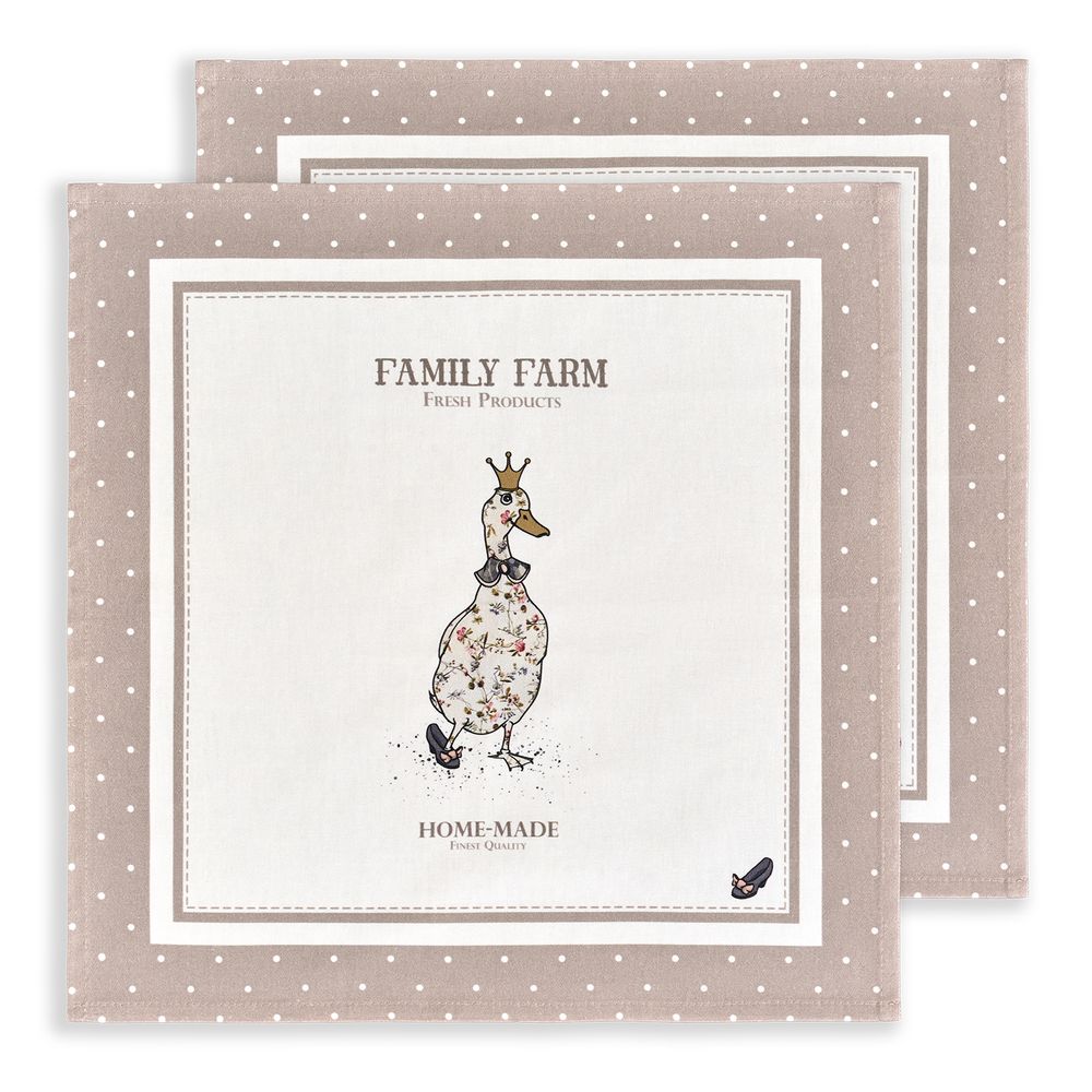 НАБОР САЛФЕТОК ИЗ 2-Х ШТ "FAMILY FARM" 40Х40СМ, ТВИЛ, КАПУЧИНО