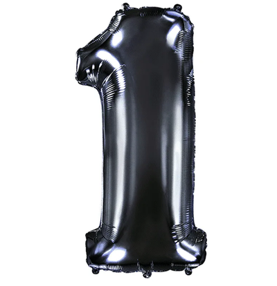 Шар фольга Цифра 1 Black Черный F 102см с гелием