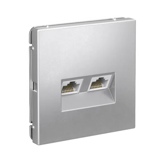 Розетка компьютерная RJ45 + RJ45, кат. Systeme Electric ArtGallery Алюминий GAL000388