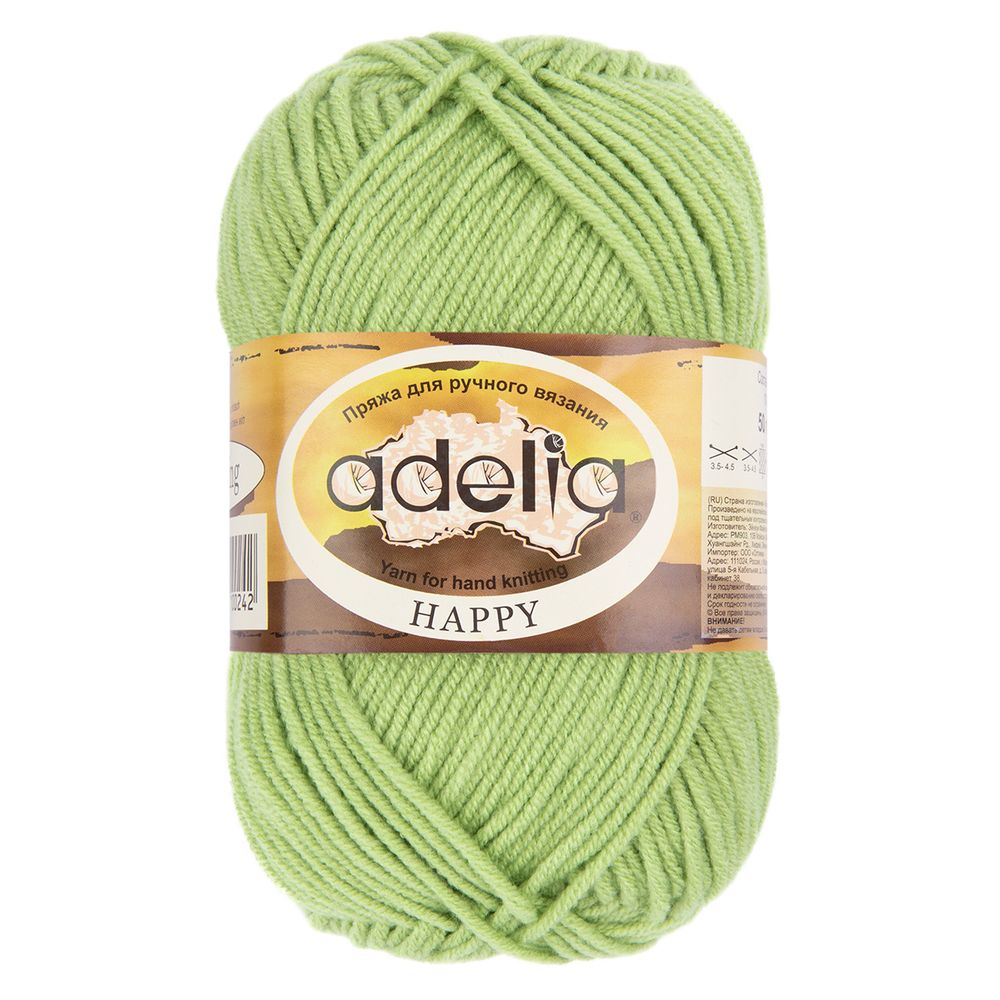 Пряжа Adelia Happy / уп.10 мот. по 50г, 128 м, 09 салатовый Пряжа Adelia Happy / уп.10 мот. по 50г, 128 м, 09 салатовый