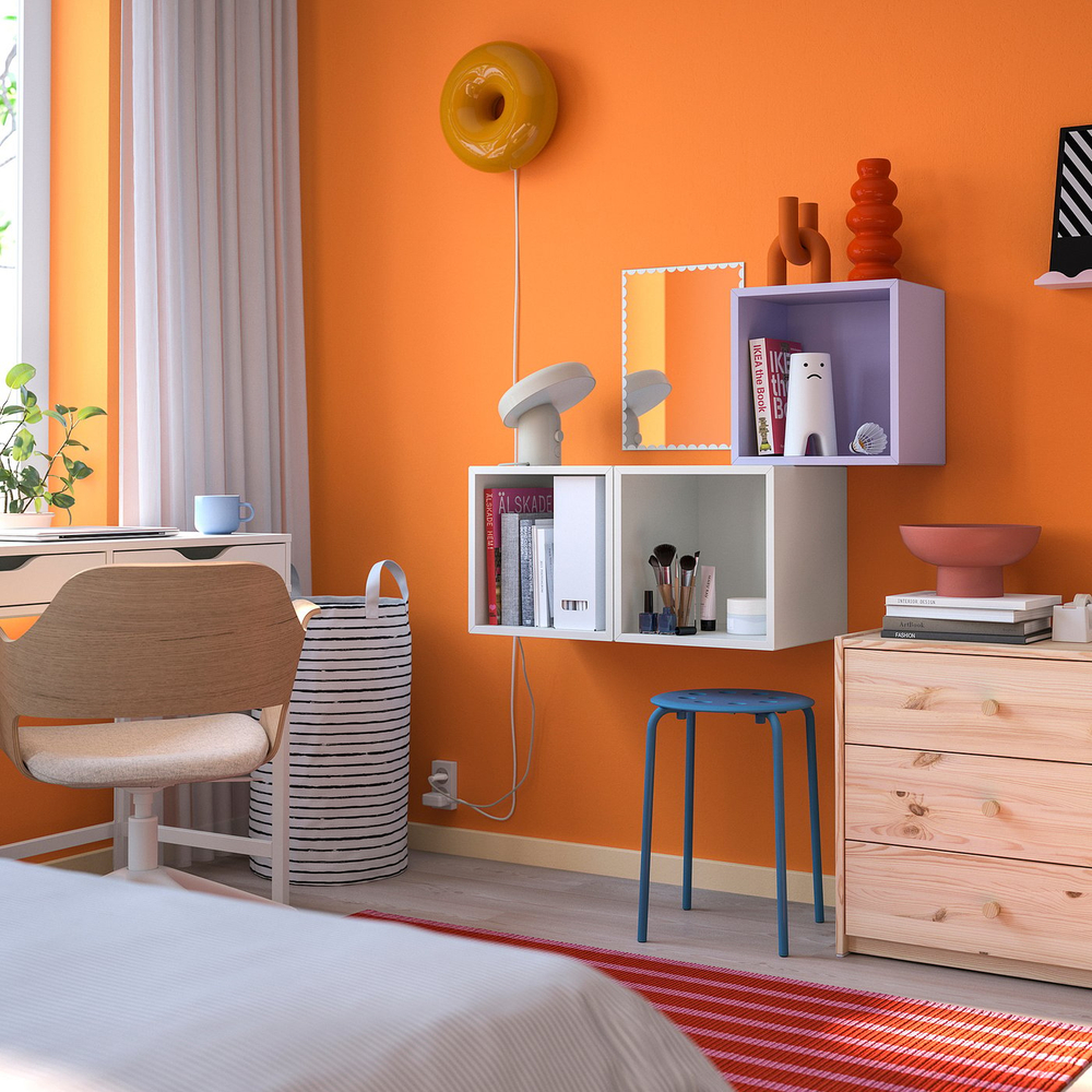 IKEA EKET  (ИКЕА ЕКЕТ)  -  Комбинация настенных шкафов - бледно-фиолетовый/белый 105x35x70 см