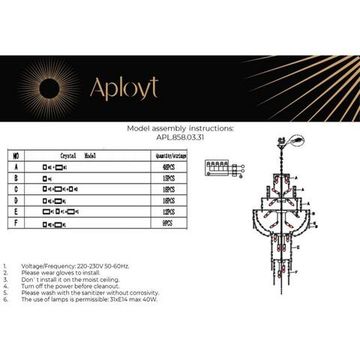Люстра подвесная с хрусталем 31*Е14 APL.858.03.31 золото Alessio Aployt