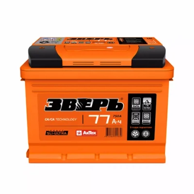 Аккумулятор ЗВЕРЬ Standart 77 А/ч прямой L+ 278x175x190 L3 EN 750 А