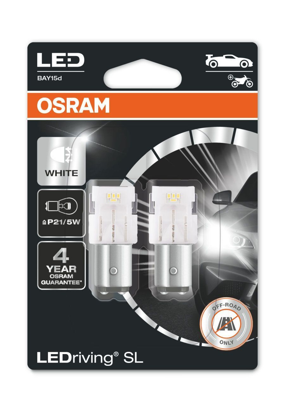 Светодиодные лампы P21/5W для ДХО Peugeot/Citroen OSRAM 7528DWP-02B