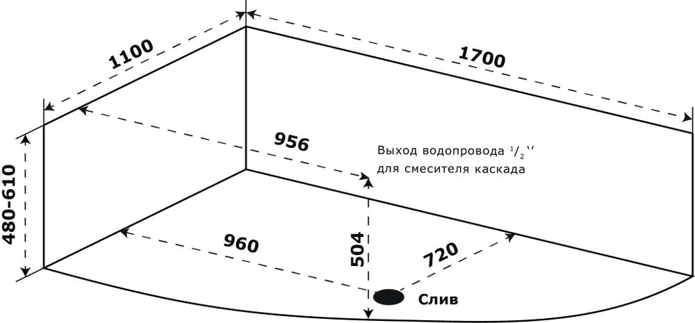 Ванна  акрил.AZARIO МИКОНА  170*110 см.левая   80253