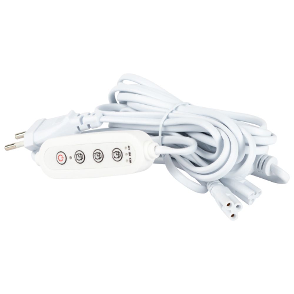 Разветвитель сетевой для линейных светильников ЭРА 4х IEC C5 3pin+timer на 4 точки с таймером 4, 8, 12H 2 м | Аксессуары для фито светильников
