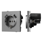 Механизм розетки с USB зарядкой SCT-TENDO-MUAA-PL-GR (230V, 16A) (Arlight, -)