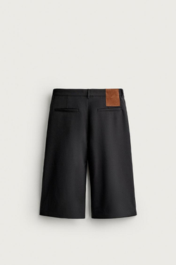 ZARA ШОРТЫ WIDE-LEG СО СКЛАДКАМИ, ЧЕРНЫЙ