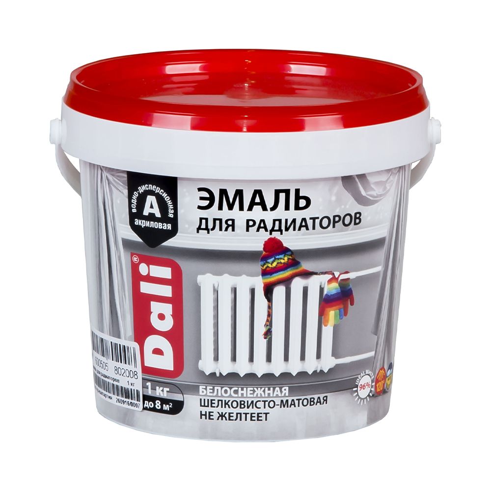Эмаль для радиаторов Dali, акриловая, шелковисто-матовая, белая, 1 кг (6) 27819