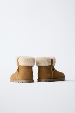 ZARA КОЖАНЫЕ БОТИНКИ BAREFOOT, КОРИЧНЕВЫЙ